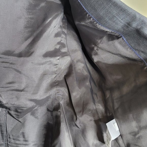 346 Brooks Brothers Gray Blazer One Button Shoulder Pads Faux Pockets Size 10 - Picture 2 of 7